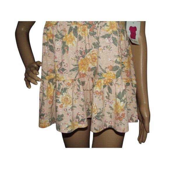 Bobbie Brooks Babydoll Top Womens Size Small Peach Pink Gold Floral knit tiered - Picture 7 of 12